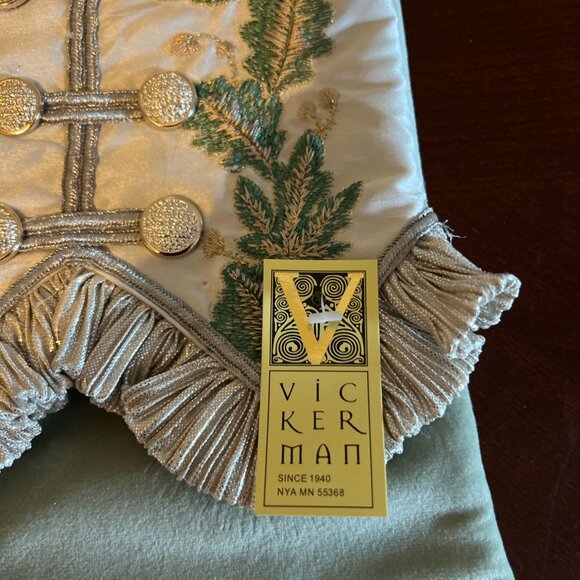 Elegant Vickerman Victorian-Style Christmas Stocking‎  Embroidered Gold & Green - Picture 3 of 8